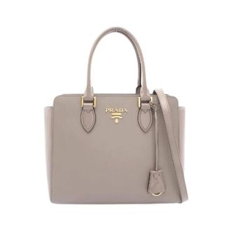 Prada Pre-owned Handbags, female, Beige, Size: ONE SIZE Pre-owned Leather 2way Handbag