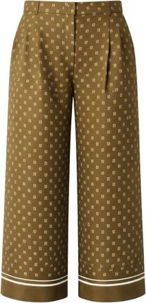 Max Mara Gedrukte Zijden Broek - Dames - Wijde Broeken - Groen - 2XL - Broeken