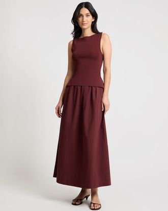 Onia Boatneck Mix Media Dress in Dark Cherry at Nordstrom, Size X-Small