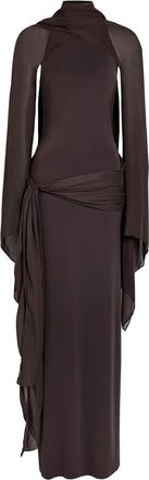 De La Vali DE LA Vali Sabela Detachable-bolero Jersey Gown - Brown - 12 (UK12 / M)