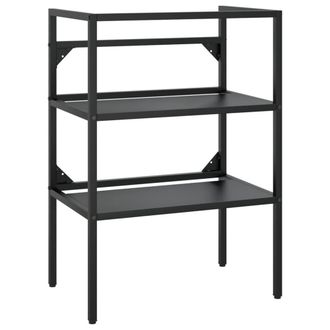 Berkfield Home Elegant Bathroom Washbasin Frame with Built-in Basin Black Iron