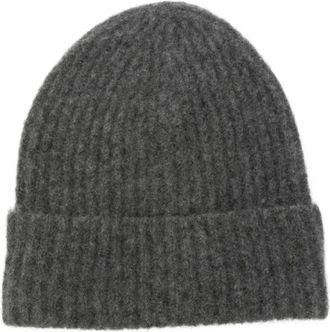 Roberto Collina Accessories, male, Gray, ONE SIZE, Grey Cashmere Ribbed Hat