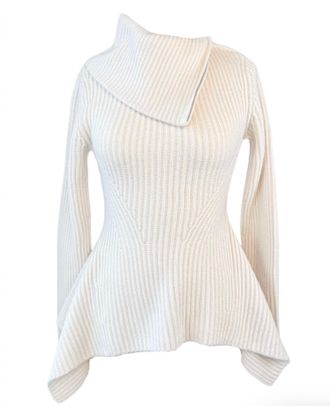 Jonathan Simkhai Womens Keyara Foldover Peplum Sweater In Ivory