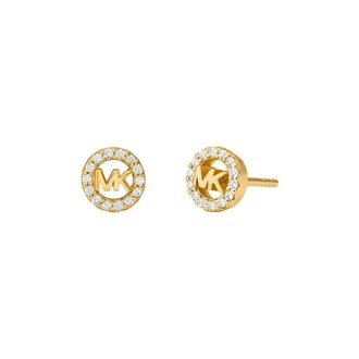 Michael Kors Fulton Pav&eacute; Logo Oorknopjes - Dames - Accessoires - Geel - Maat: ONE Size