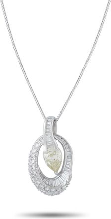 Luxury Bazaar Platinum 1.78ct Diamond Oval Halo Pendant Necklace MF02-062326
