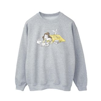 Disney Heren Beauty And The Beast Belle Reading Sweatshirt (Sportgrijs)