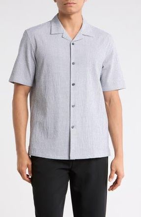 Theory Daze Stretch Cotton Camp Shirt in Baltic/white at Nordstrom Rack, Size Xx-Large