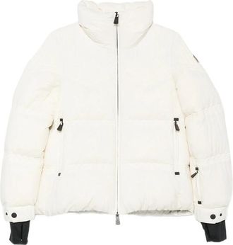 Moncler White Quilted Mock Collar Jacket