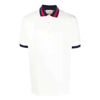 Gucci Cotton Piquet Polo With Web Collar Ivory 701735-XJELJ-9750