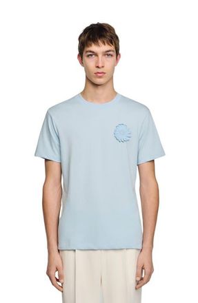 Sandro Cotton crochet flower T-shirt in Sky Blue at Nordstrom, Size Xx-Large