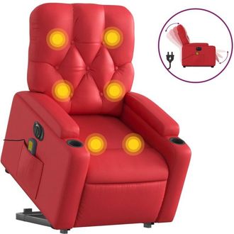 vidaXL Sill&oacute;n De Majaje Elevable El&eacute;ctrico Cuero Artificial Rojo Vidaxl