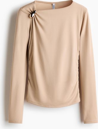 H&M Asymmetrisches Jerseyshirt - Beige