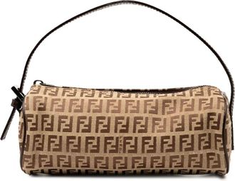 Fendi 20th Century Zucchino Canvas Barrel Pochette handbag - Bruin