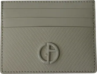 Giorgio Armani Card Holder with Emblem in White Leather
