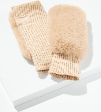 Talbots Faux Fur Gloves - Sesame - 001 Talbots
