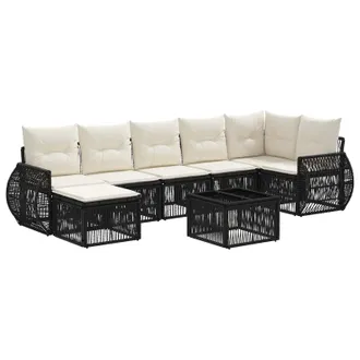 vidaXL Conjunto De Sof&aacute;s De Jard&iacute;n 8 Pcs Negro Y Blanco Crema Vidaxl