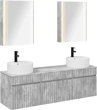 vidaXL Juego De Muebles De Ba&ntilde;o 5 Uds. Gris Hormig&oacute;n Vidaxl