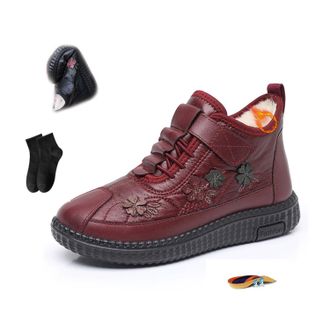 Generic POIOZXD Cozy Lightweight Comfort Cotton Ankle Boots, Womens Floral Outdoor Ankle Boots Winter Ladies Waterproof Plush Warm Non-slip Cotton Booties for