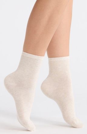 Nordstrom Everyday Low Flat Knit Crew Socks in Oatmeal Heather at Nordstrom, Size 9