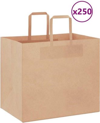 vidaXL Bolsas De Papel Con Asas 250 Uds Marr&oacute;n 32x22x28 Cm Vidaxl
