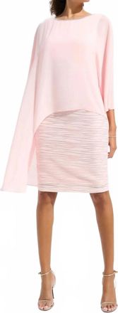 Joseph Ribkoff Chiffon Poncho Overlay Sheath Dress In Petal Pink