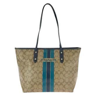 Coach Pre-owned Tote Bags, female, Beige, Size: ONE SIZE Pre-owned Signature PVC Leather Shoulder Tote Bag