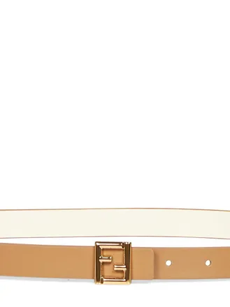 Fendi Reversible Leather FF Belt - Beige