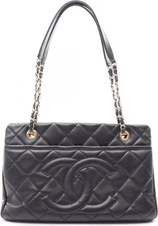 Chanel Black Grained Calfskin Handbag Tote Bag (Pre-Owned)