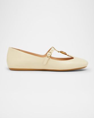 Chloé Leonore Leather Ballerina Flats