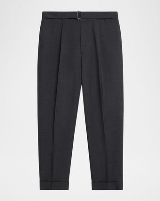 Officine G&eacute;n&eacute;rale Men & apos;s Hugo Wool Self-Belt Pleated Pants