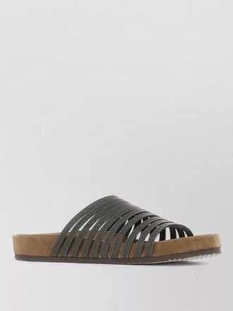 Brunello Cucinelli leather strappy flat sole open toe sandals