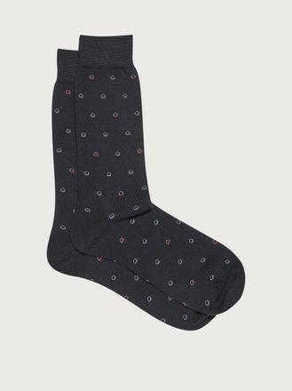 Ferragamo Men Medium Gancini jacquard sock Blue