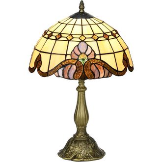 HOMCOM Homcom - L&aacute;mpara De Mesita De Noche Estilo Cl&aacute;sico L&aacute;mpara De Mesa Hecha A Mano L&aacute;mpara De Noche De Vidrio Para Dormitorio Sal&oacute;n &Oslash;30x48 Cm Multicolor