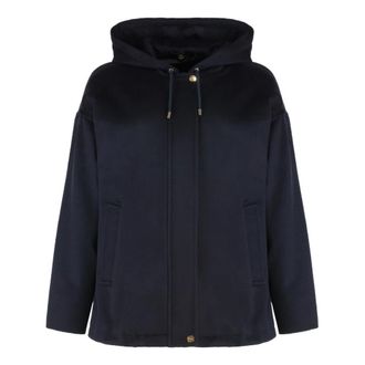 Max Mara Zip-throughs, female, Blue, Size: XS Derris Wool Broadcloth Sweatshirt