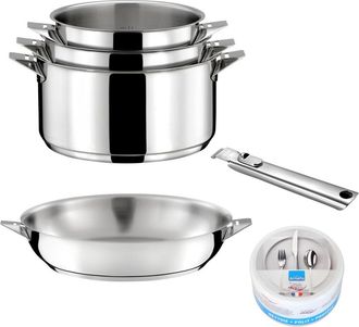 Cuisinox Lote de 6 piezas - 3 cacerolas de 16/18/20 cm, 1 sart&eacute;n de acero inox