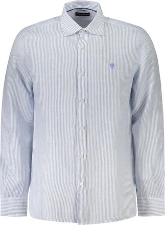North Sails Klassiek gestreept linnen overhemd - Heren - Casual Overhemden - Blauw - M - Linnen - Overhemden