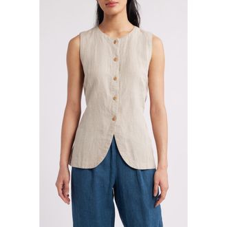 Eileen Fisher Organic Linen Long Vest in Undyed Natural at Nordstrom Rack, Size Xx-Small