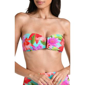 La Blanca Sunset Botanica Bandeau Bikini Top in Blue/Green Multi at Nordstrom, Size 12