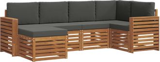 vidaXL Conjunto De Sof&aacute;s De Exterior 6 Uds. Natural Y Antracita Vidaxl