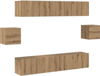 vidaXL Vidaxl - tv Cabinet Set with Shelf Wall-mounted with Storage with Door 6 pcs Artisan oak 80 x 30 x 30 cm