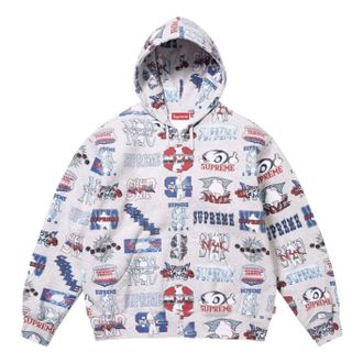 SUPREME SS26 Flash Zip Up Hooded Sweatshirt White SUP-SS26-296-WHT
