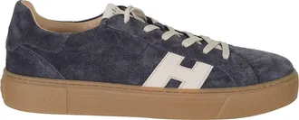 Hogan Blue Crosswind Suede Smooth Leather Rubber Sole Sneakers