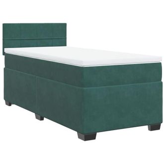 vidaXL Cama Box Spring Con Colch&oacute;n Terciopelo Verde Oscuro 80x200 Cm Vidaxl