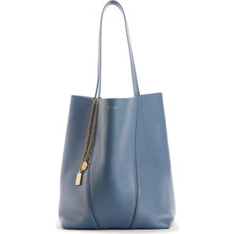 Chlo&eacute; Small Spin Leather Crossbody Tote in Ashes Blue at Nordstrom