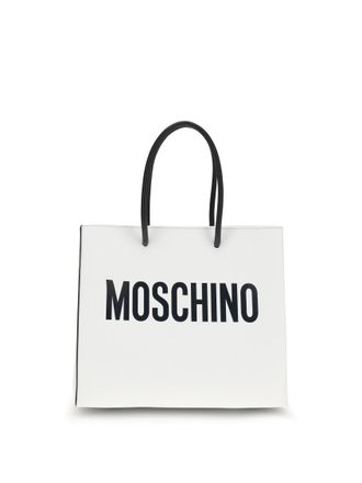 Moschino White Logo Small Tote