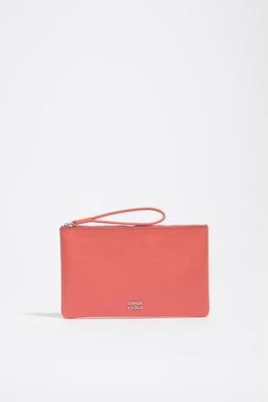 Bimba & Lola Medium Leather Zip Clutch in Coral at Nordstrom