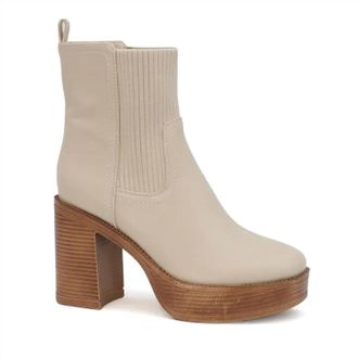 Yoki Womens Yale Chunky High Heel Platform Boots In Bone