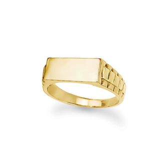 Jewelco London 9ct Gold Engravable Presidential Initial Blank Plate Signet Ring | Size: Small
