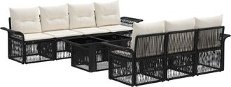 vidaXL Conjunto De Sof&aacute;s De Jard&iacute;n 8 Uds. Negro Y Blanco Crema Vidaxl