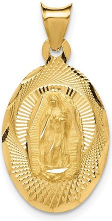 Diamond2Deal 14k Yellow Gold and Satin Solid Our Lady of Guadalupe Oval Pendant